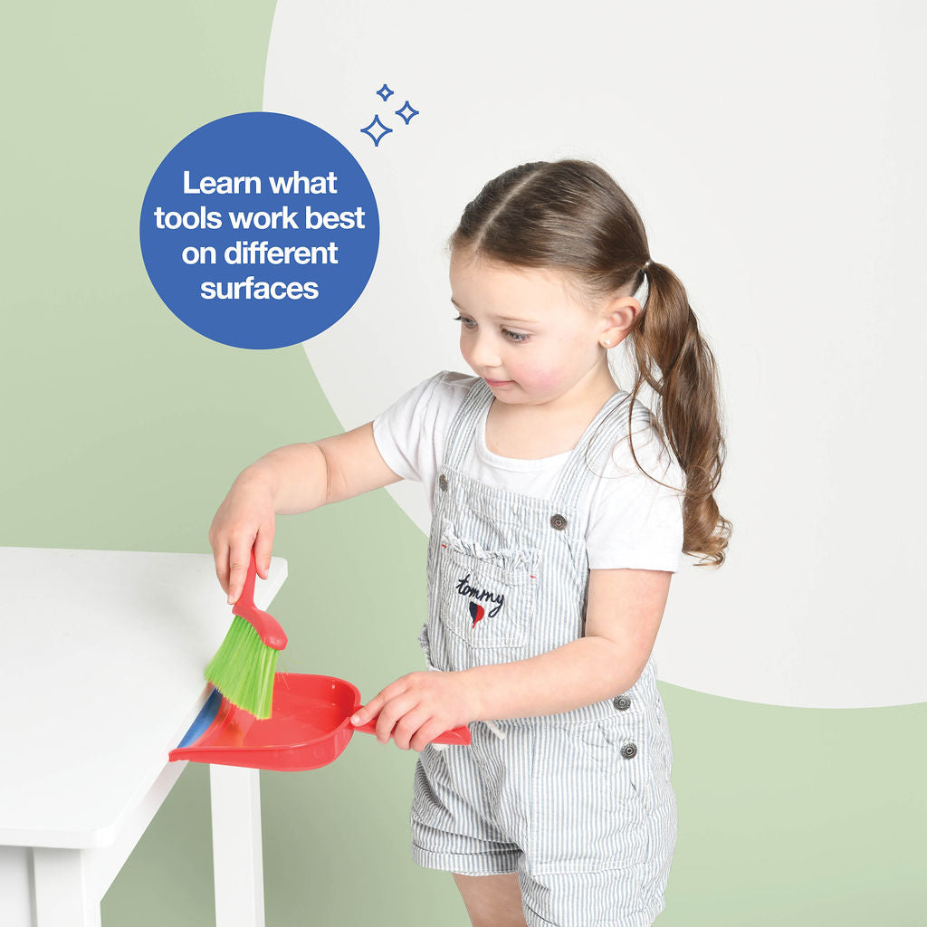 Kids Cleaning Set 4 Piece - Toy Cleaning Set Includes Broom, Mop, Brush, Dust Pan, - Toy Kitchen Toddler Cleaning Set Is A Great Toy Gift For Boys & Girls - Original - By Play22™ ©