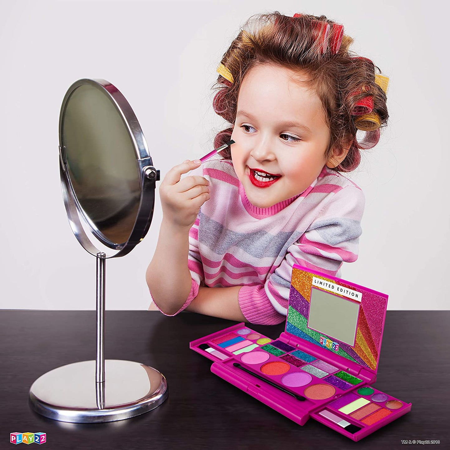 Kids Makeup Palette For Girl, Real Washable Kids Makeup, My First Princess Make Up Set Include 4 Blushes 8 Eyeshadows 6 Lip Glosses 8 Glitter Glaze, Mirror, Brushes, Eyeshadow Wand Best Gift