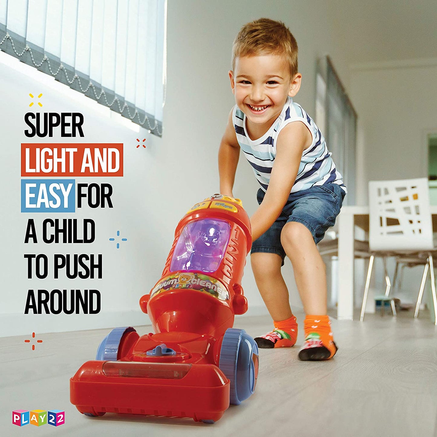 Play22 Kids Vacuum Cleaner Toy for Toddler with Lights & Sounds Effects & Ball-Popping Action - Pretend Play Toy Vacuum Cleaner for Toddler Best Gift for Boys and Girls, No Suction!