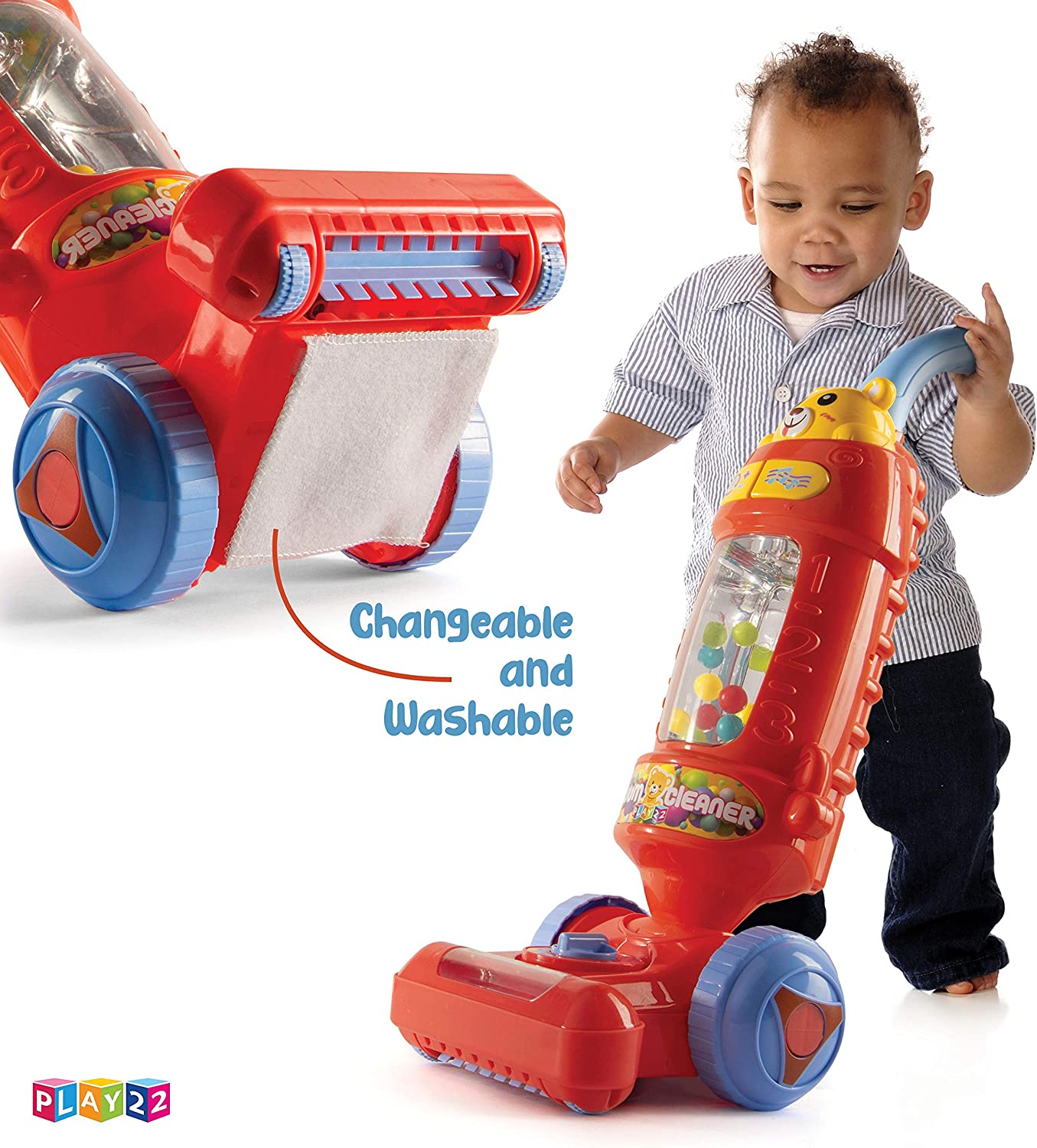 Play22 Kids Vacuum Cleaner Toy for Toddler with Lights & Sounds Effects & Ball-Popping Action - Pretend Play Toy Vacuum Cleaner for Toddler Best Gift for Boys and Girls, No Suction!