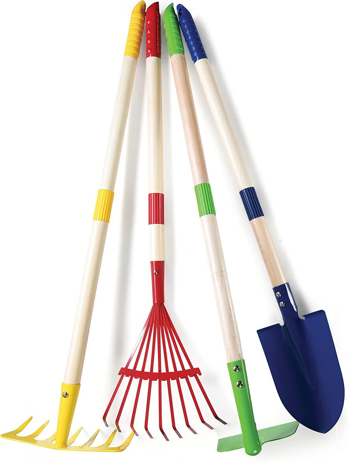 Play22 Kids Garden Tool Set Toy 4-Piece Shovel, Rake, Hoe, Leaf