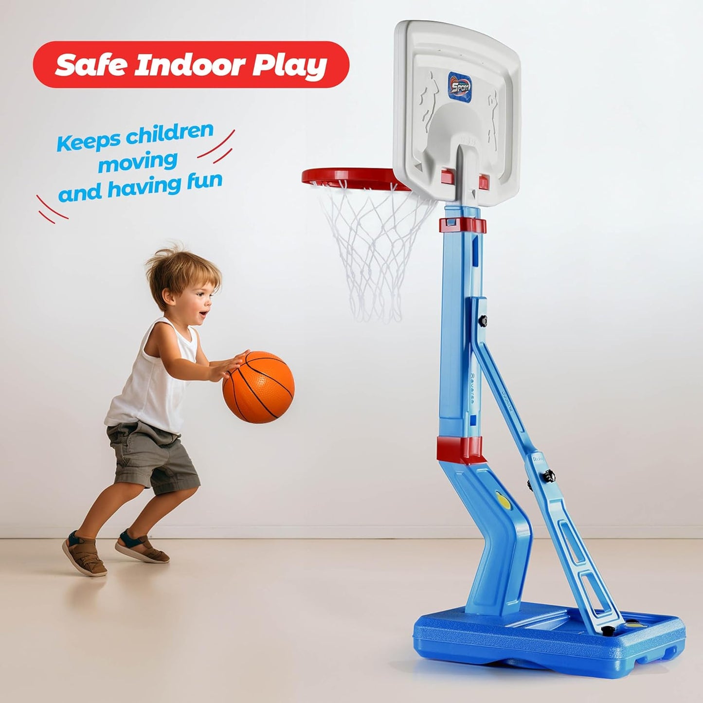 Toddler Basketball Hoop Indoor for Kids 1-3 - Height Adjustable Baby Basketball Hoop Set, 4 Balls & Pump - Play22Usa