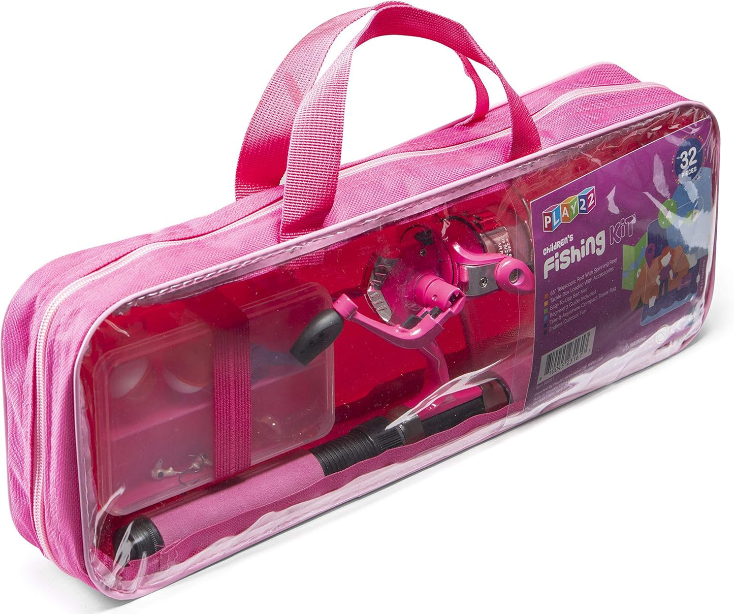 Kids Fishing Pole Pink - 40 Pc Kids Fishing Rod and Reel Combos - Fishing Poles for Youth Kids includes Fishing Tackle, Fishing Gear, Fishing Lures, Net, Carry On Bag, Fully Fishing Equipment
