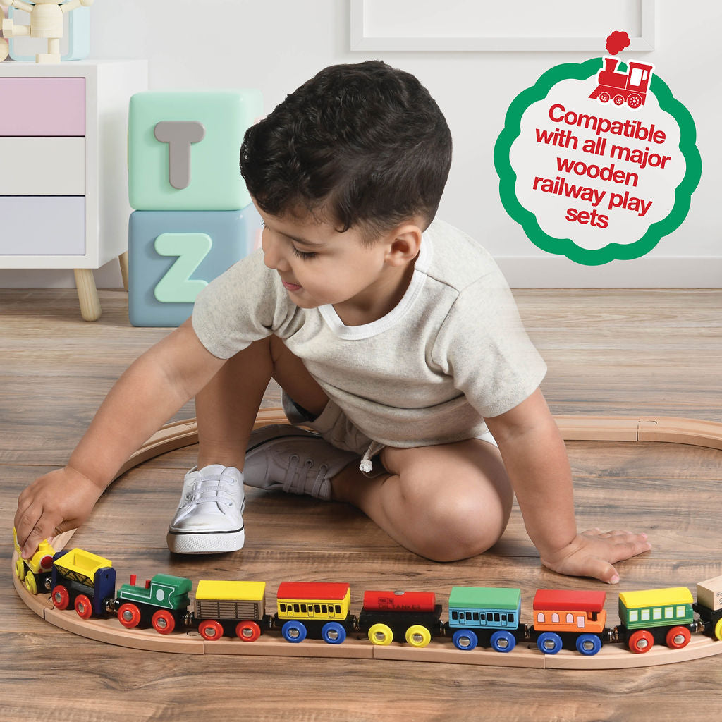 Wooden Train Set 12 PCS - Train Toys Magnetic Set Includes 3 Engines - Toy Train Sets For Kids Toddler Boys And Girls - Compatible With Thomas Train Set Tracks And Major Brands - Original - By Play22™
