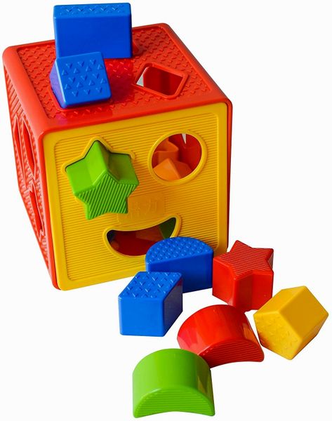 Baby Blocks Shape Sorter Toy - Childrens Blocks Includes 18 Shapes - Color Recognition Shape Toys With Colorful Sorter Cube Box - My First Baby Toys - Toys Gift For Boys & Girls - Original - By Play22 ™