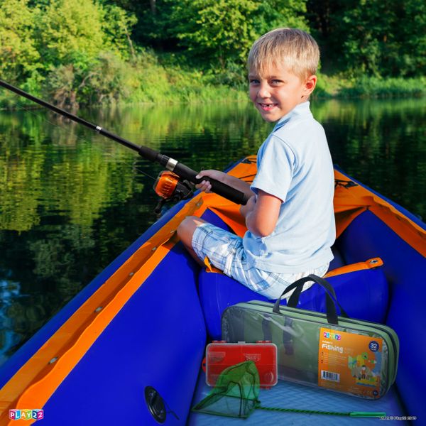 Play22 Fishing Pole For Kids - 40 Set Kids Fishing Rod Combos - Kids Fishing Poles Includes Fishing Tackle, Fishing Gear, Fishing Lures, Net, Carry On Bag, Fully Fishing Equipment - For Boys And Girls