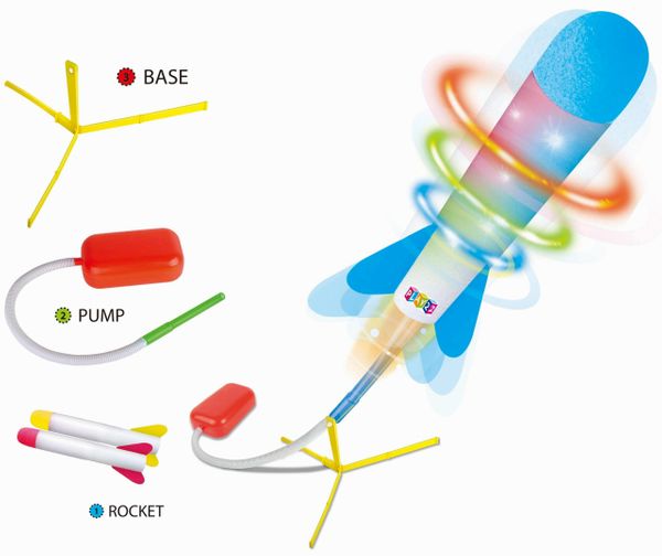 Play22 Toy Rocket Launcher LED - Jump Rocket Set Includes 6 Rockets - Play Rocket Soars Up to 100 Feet + - Missile Launcher Best Gift for Boys and Girls - Air Rocket Great for Outdoor Play – Original By Play22USA