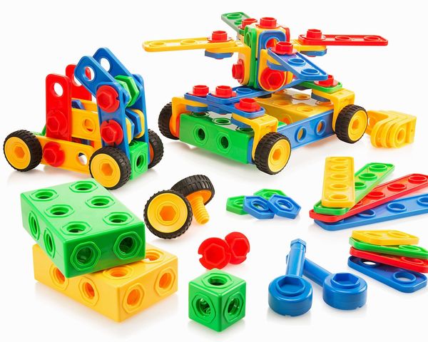 Play22 STEM Toys 104Pc Building Blocks for Toddlers - Building Construction Toys for Boys and Girls Ages 3 4 5 6 7 8 9 10 - Educational Toys Set with Nice Storage Box - Original