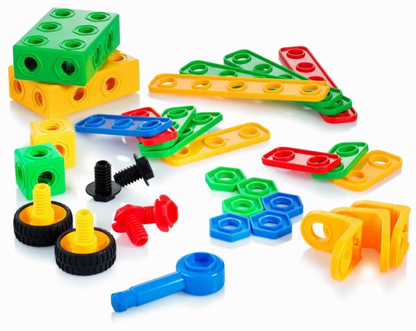 Play22 STEM Toys 104Pc Building Blocks for Toddlers - Building Construction Toys for Boys and Girls Ages 3 4 5 6 7 8 9 10 - Educational Toys Set with Nice Storage Box - Original