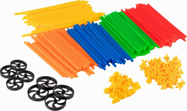 Building Toys For Kids 400 Set Straws and Connector + Wheels - Colorful and Strong Kids Construction Toys With Special Connectors - Great Gift Building Blocks For Boys And Girls - Original - By Play22