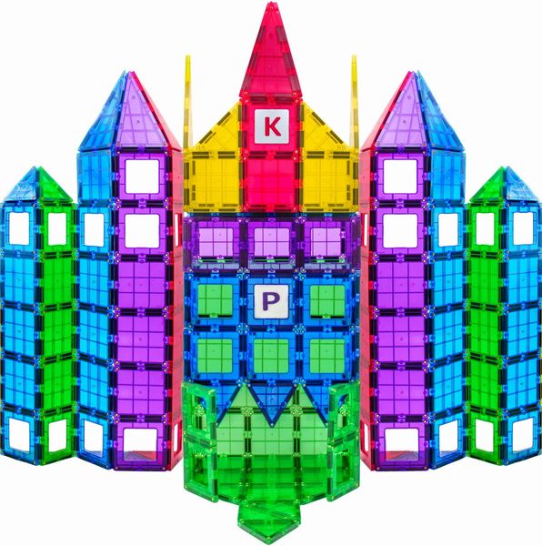 Playmags Magnetic Tiles, 30-Piece Magnet Squares Expansion Set,  Construction Building Blocks, Starter Set for Kids Ages 3+
