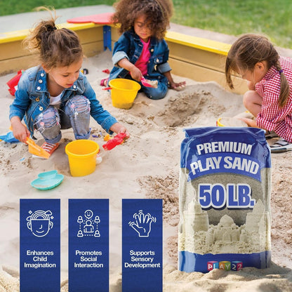 Play Sand for Sandbox 50lb - Premium Play Sand Bag of Soft, Clean Sand for Kids Sandbox, Backyard & Playground Fun, Non-Toxic, Also Used to Weigh Down Outdoor Furniture Or Decorations