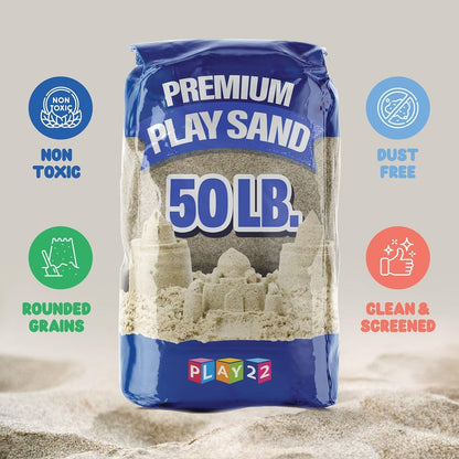 Play Sand for Sandbox 50lb - Premium Play Sand Bag of Soft, Clean Sand for Kids Sandbox, Backyard & Playground Fun, Non-Toxic, Also Used to Weigh Down Outdoor Furniture Or Decorations