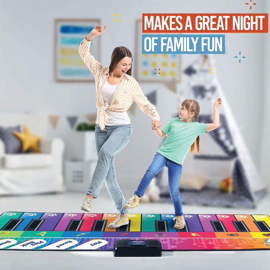 Floor Piano Mat for Toddlers - Giant Piano Playmat, 24 Keys, 8 Musical Instruments, Adjustable Vol, Built in Songs, Record & Playback - Best Musical Toy Gift for Boys & Girls Ages 3-10