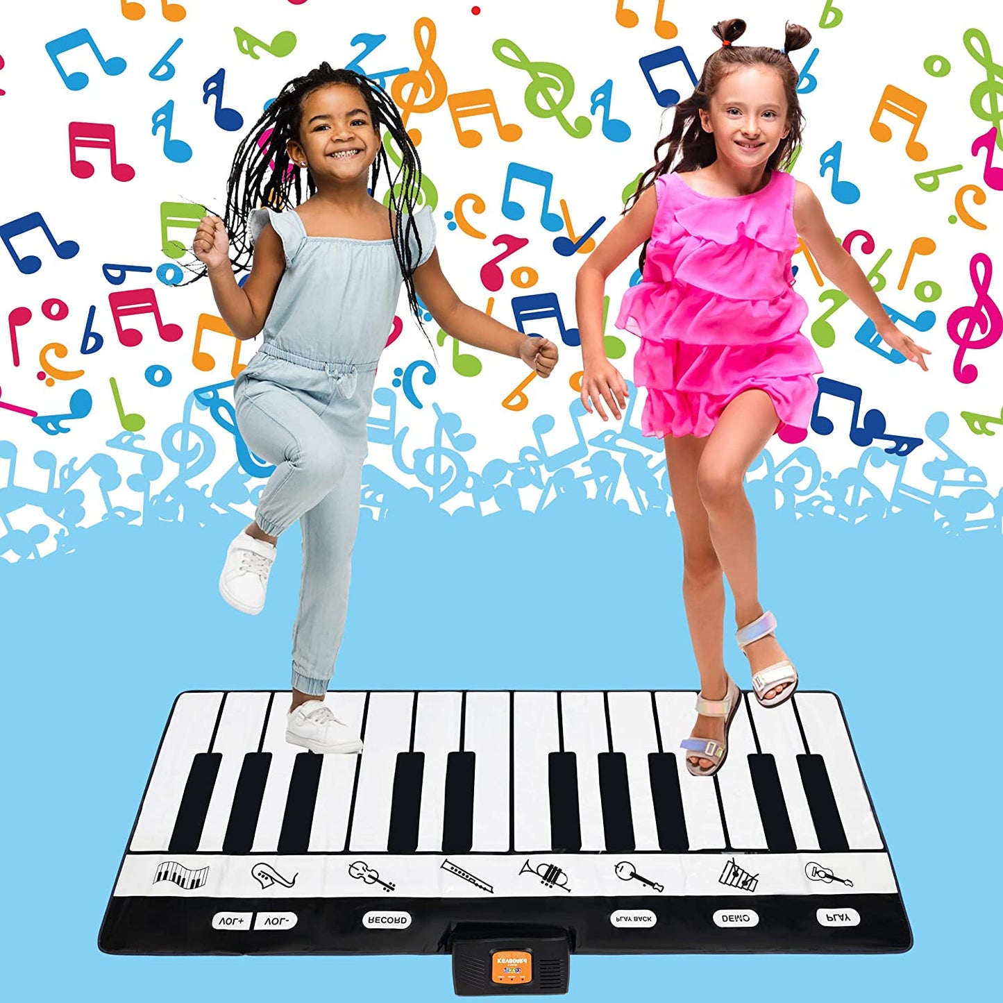 Keyboard Playmat 71" - 24 Keys Piano Play Mat - Piano Mat has Record, Playback, Demo, Play, Adjustable Vol. - Best Keyboard Piano Gift for Boys & Girls - Original - By Play22™