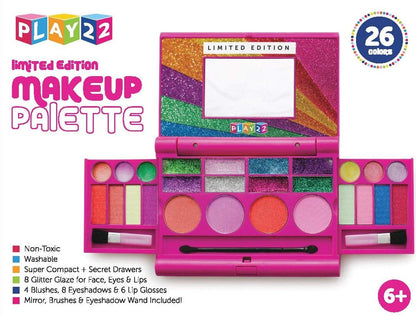 Kids Makeup Palette For Girl, Real Washable Kids Makeup, My First Princess Make Up Set Include 4 Blushes 8 Eyeshadows 6 Lip Glosses 8 Glitter Glaze, Mirror, Brushes, Eyeshadow Wand Best Gift