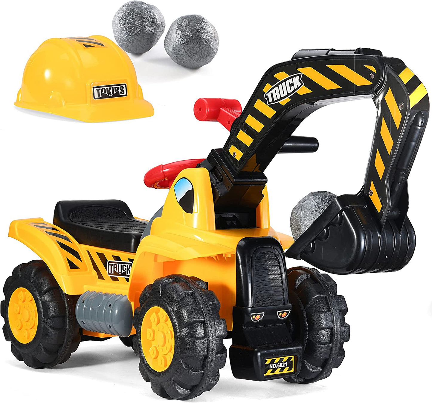 Toy Tractors For Kids Ride-on Excavator - Music Sounds Digger Scooter Tractor Toys Bulldozer Includes Helmet With Rocks - Ride On Tractor Pretend Play - Toddler Tractor Construction Truck - Original - By Play22™