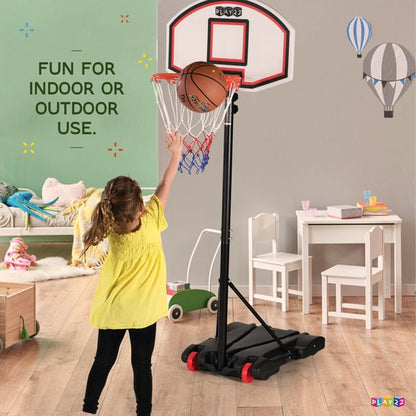 Portable Basketball Hoop for Kids – Height Adjustable 5.9 ft-6.9 ft Portable Basketball Stand Weather Resistant Hoop - Sports Backboard System Stand with Wheels Indoor Outdoor Play - Play22USA