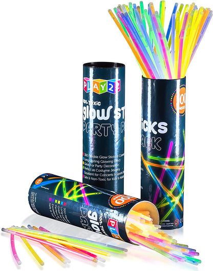 100 Pack 8" Ultra Bright Flexible Glow Sticks Bulk Party Pack in Mixed Colors for Adults and Kids - Play22usa