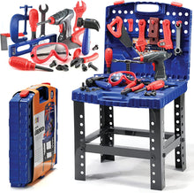 Load image into Gallery viewer, Play22USA Kids Tool Workbench 78 Set - Kids Tool Set with Electronic Play Drill - STAM Educational Pretend Play Construction Workshop Tool Bench - Pretend Play Tool Set Build Your Own Kids Tool Box
