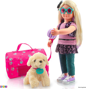 Play22 Plush Puppy Doll Set for Kids 9 PCS - Baby Doll Accessories - Doll Puppy Set - 4 Year Old Girl Birthday Gifts, Little Girl Toys, Sized for 18" Dolls, Multicolor