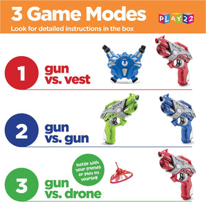 Laser Tag Sets With Gun And Vest - Infrared Laser Tag Guns Set Of 4 Guns 4 Vests 4 UFO Drone - Laser Tag Guns Game Set For Indoor Outdoor - Best Gift Boys Girls -Play22USA