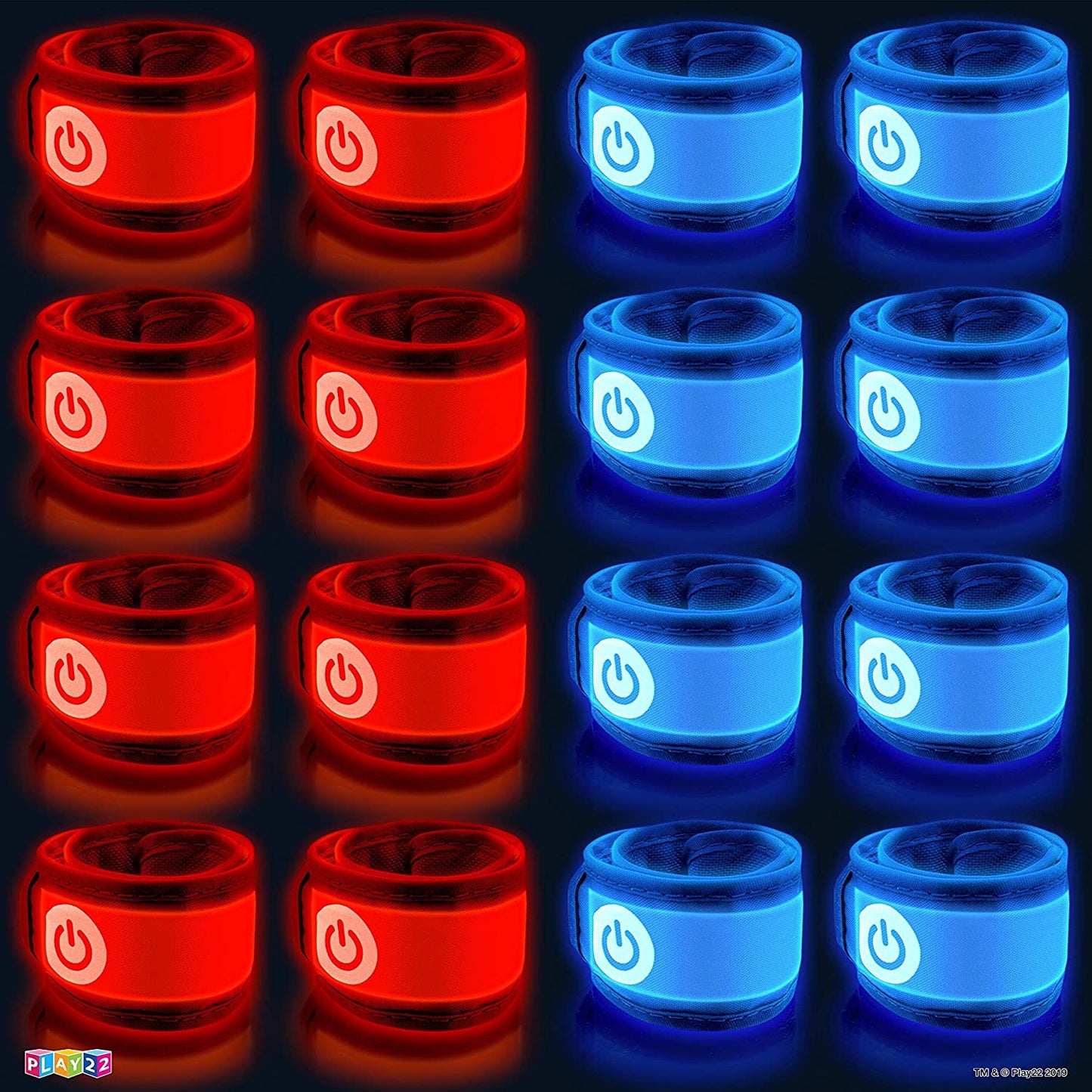 Play22 American Capture The Flag Glow in The Dark Game - Capture The Flag Game Up to 14 Players - Capture The Flag Set Includes 14 Bands, 16 Team Lights, 2 Flags - Great Outdoor Gift