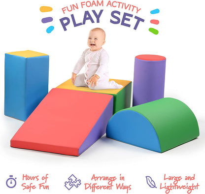 Play22 Climb & Crawl Activity Play Set - Climbing Foam Shape Toy for Toddlers 5 Piece Soft Zone Climbing Blocks, Safe Indoor Crawling Gym Equipment for Infant, Baby Waterproof & Easy to Clean