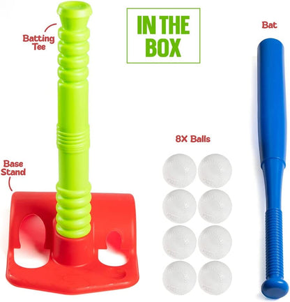 T Ball Set for Toddler with 8 Balls - T-Ball Set for Kids 3-5 with 20" Batting Tee - Baseball Tee Stand, 8 Soft Baseballs for Kids, Plastic Baseball Bat - Whiffle Ball Set, Outdoor Toys – Play22