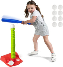 Load image into Gallery viewer, T Ball Set for Toddler with 8 Balls - T-Ball Set for Kids 3-5 with 20&quot; Batting Tee - Baseball Tee Stand, 8 Soft Baseballs for Kids, Plastic Baseball Bat - Whiffle Ball Set, Outdoor Toys – Play22
