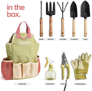 Gardening Tools Set of 10 - Complete Garden Tool Kit Comes With Bag & Gloves,Garden Tool Set with Spray-Bottle Indoors & Outdoors - Durable Garden Tools Set Ideal Garden Tool Kit Gifts for Women & Men