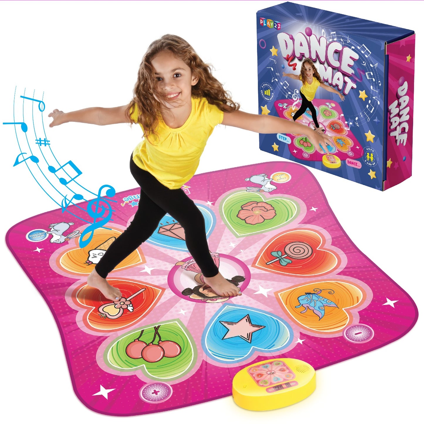 Play22 Dance Mat for Kids - Electronic Dance Game Toy Gift for Kids Girls Boys, Adjustable Volume, 5 Challenge Levels - Dance Pad with LED Lights & Built-in Music for Ages 3-8 Years Old