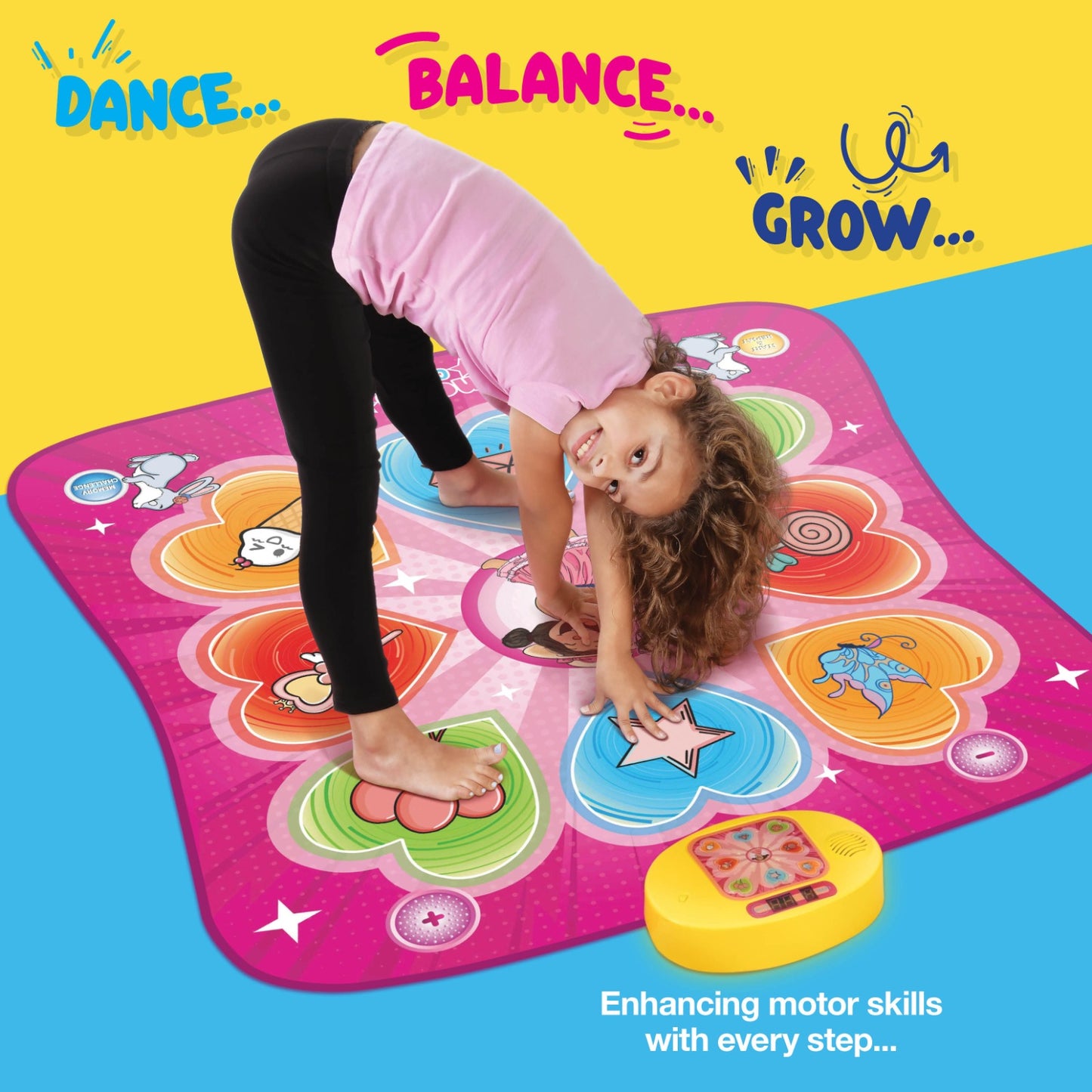 Play22 Dance Mat for Kids - Electronic Dance Game Toy Gift for Kids Girls Boys, Adjustable Volume, 5 Challenge Levels - Dance Pad with LED Lights & Built-in Music for Ages 3-8 Years Old