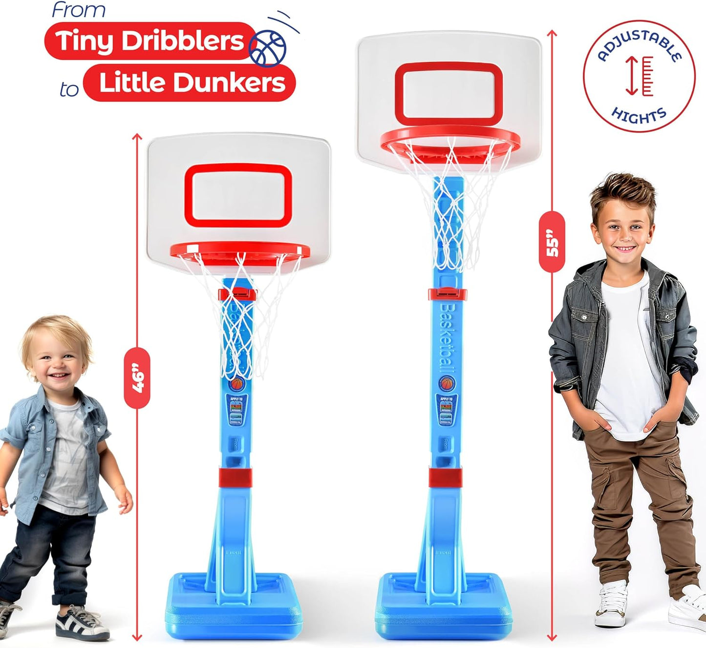 Toddler Basketball Hoop Indoor for Kids 1-3 - Height Adjustable Baby Basketball Hoop Set, 4 Balls & Pump - Play22Usa