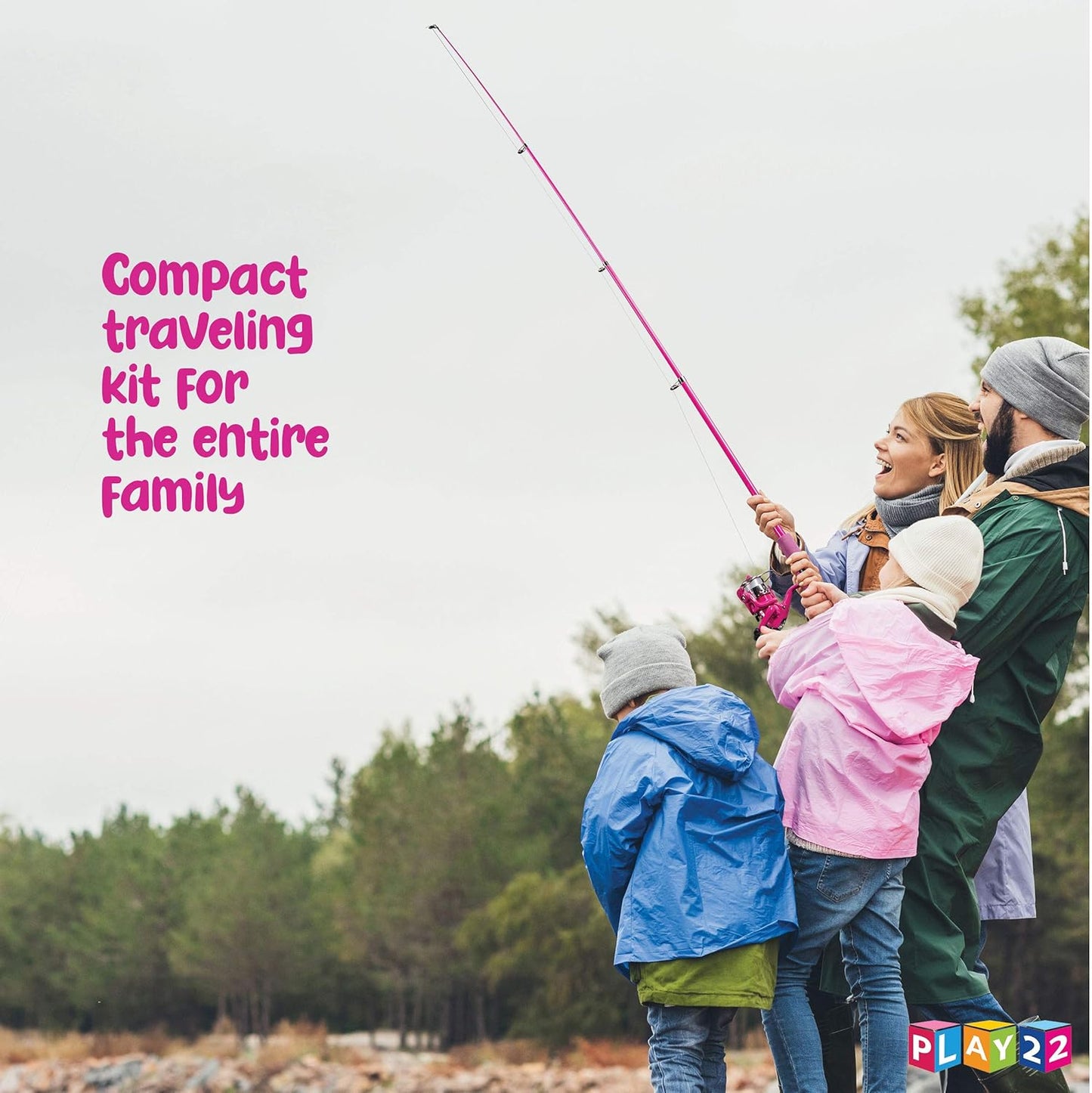 Kids Fishing Pole Pink - 40 Pc Kids Fishing Rod and Reel Combos - Fishing Poles for Youth Kids includes Fishing Tackle, Fishing Gear, Fishing Lures, Net, Carry On Bag, Fully Fishing Equipment