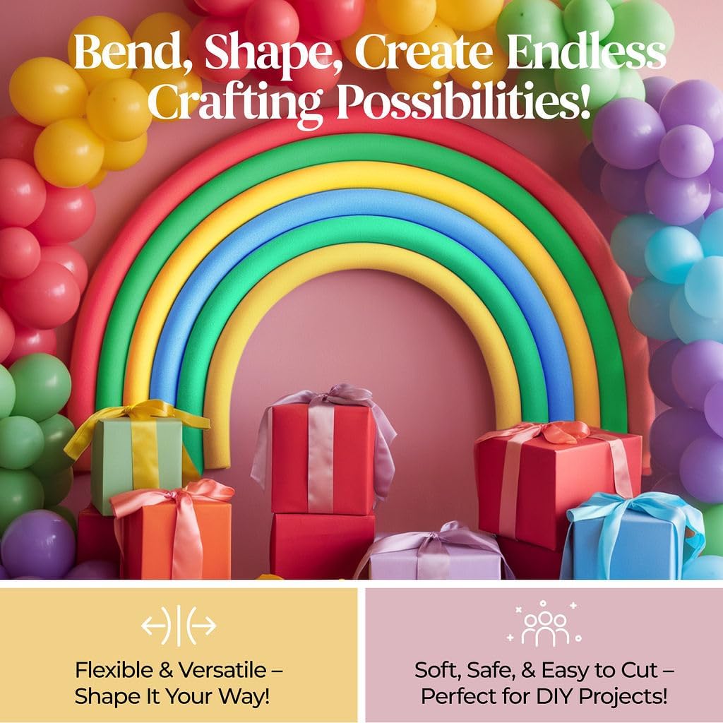 Play22 Pool Noodles Foam - Soft Large Rainbow Foam Noodle Tube, 6 Colors Bulk Swim Noodles, Multi-Purpose, Pool Toy, Floating Training Device, Exercise Aid, Craft Projects Visit the Play22 Store