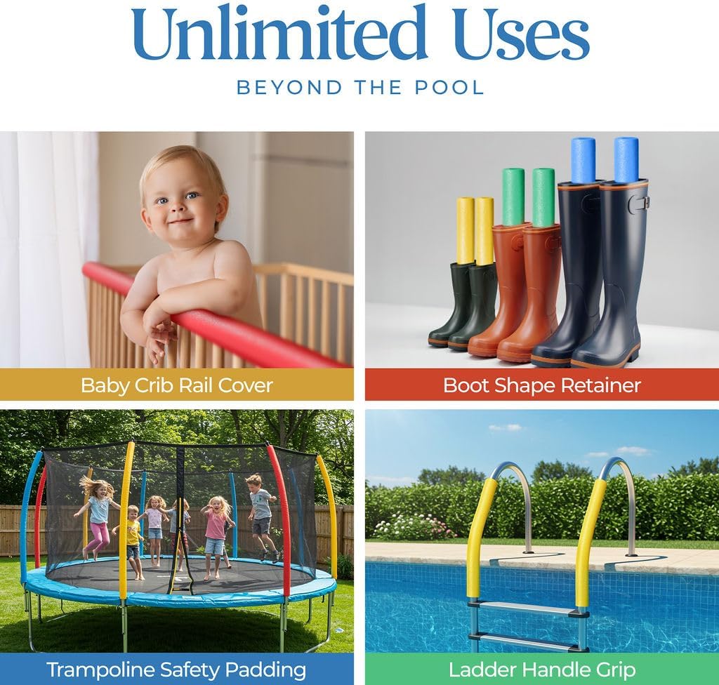 Play22 Pool Noodles Foam - Soft Large Rainbow Foam Noodle Tube, 6 Colors Bulk Swim Noodles, Multi-Purpose, Pool Toy, Floating Training Device, Exercise Aid, Craft Projects Visit the Play22 Store