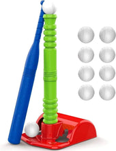 Load image into Gallery viewer, T Ball Set for Toddler with 8 Balls - T-Ball Set for Kids 3-5 with 20&quot; Batting Tee - Baseball Tee Stand, 8 Soft Baseballs for Kids, Plastic Baseball Bat - Whiffle Ball Set, Outdoor Toys – Play22
