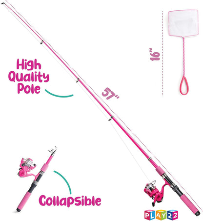 Kids Fishing Pole Pink - 40 Pc Kids Fishing Rod and Reel Combos