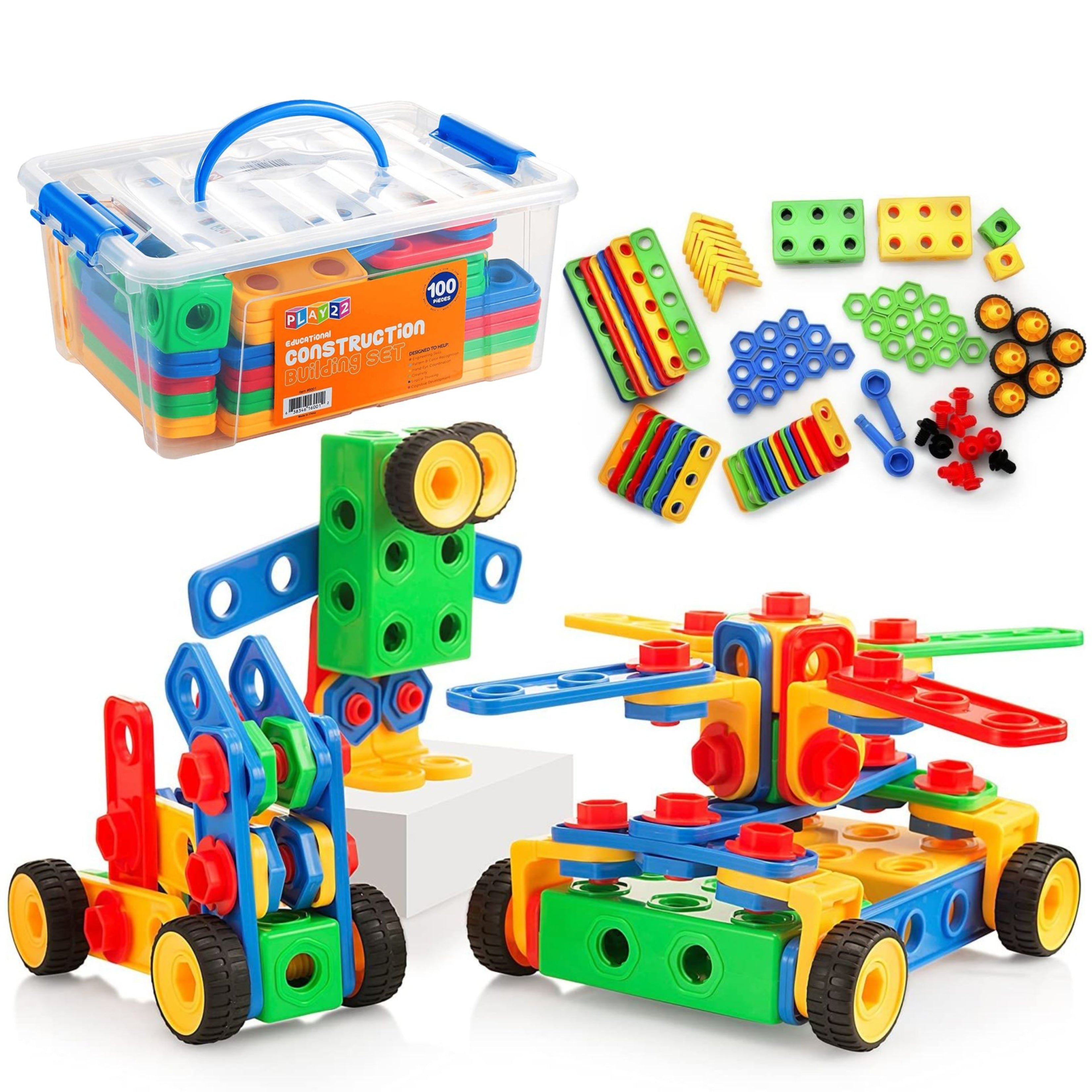 Play22 STEM Toys 104Pc Building Blocks for Toddlers Building Constru play22usa