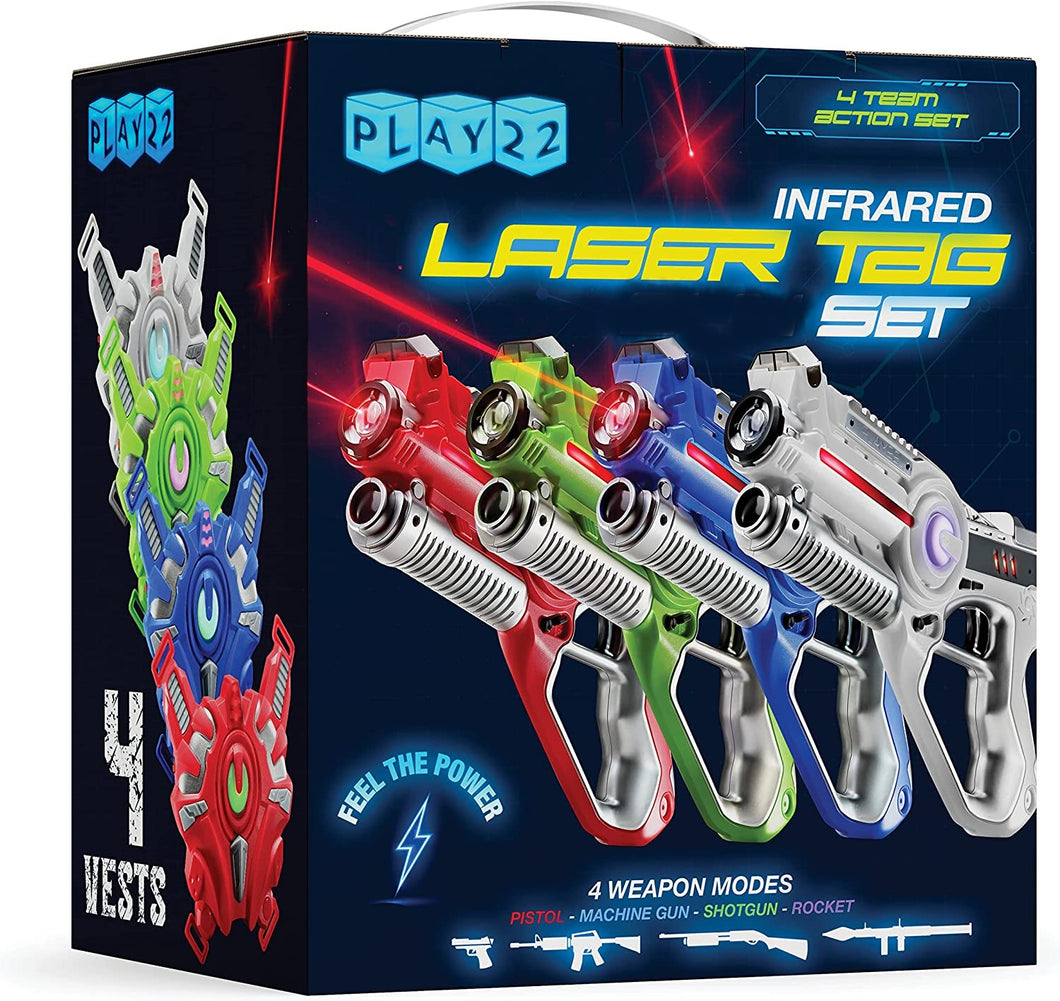 Laser tag sets with gun and vest - kids Infrared Laser Tag Guns and Vests - Laser Battle Mega Pack Set of 4