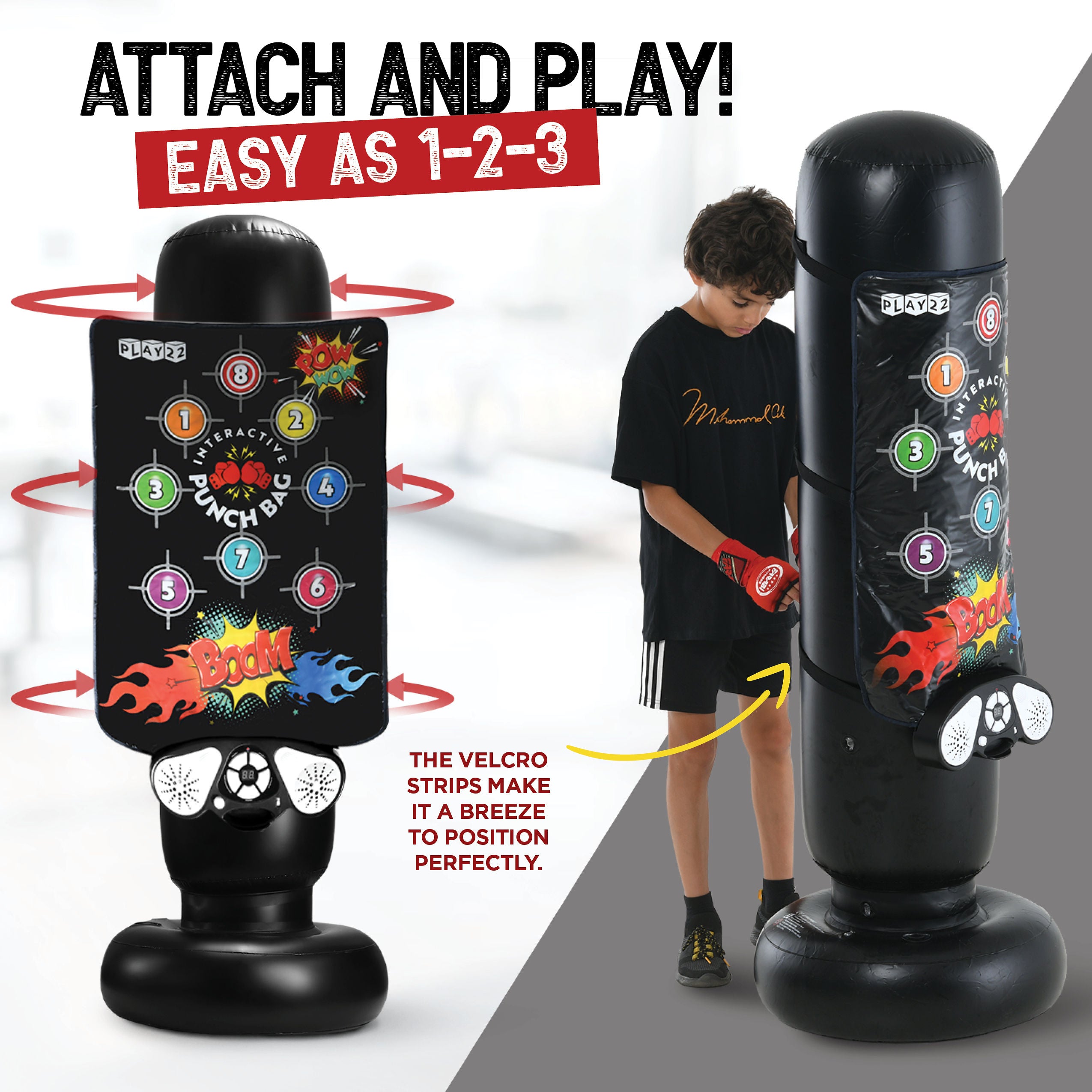 Play22 Boxing Bag Interactive Punching Bag for Kids with Electronic play22usa