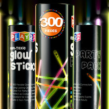 Load image into Gallery viewer, Play22 Glow Sticks Bulk 300 Pack 8” Ultra Bright Glow Sticks Party Pack Multicolor - 300 Glowsticks &amp; 300 Connectors, Total 600 PCS - Glow Sticks Necklaces and Bracelets Enjoyable for Adults and Kids
