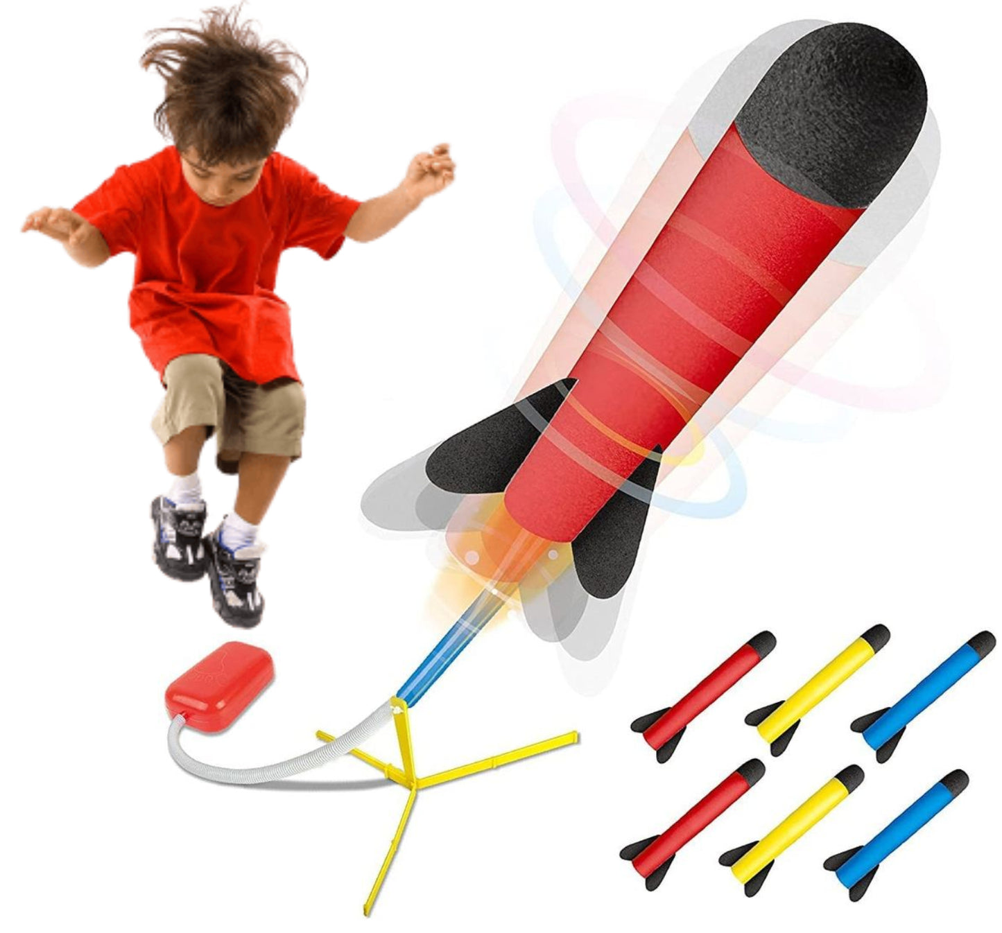 Toy Rocket Launcher - Jump Rocket Set Includes 6 Rockets - Play Rocket Soars Up to 100 Feet - Missile Launcher Best Gift For Boys and Girls - Air Rocket Great For Outdoor Play - Original - By Play22