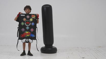 Play22 Boxing Bag Interactive Punching Bag for Kids - with Electronic Kick Pad - Kickboxing Bag with Wireless Music, 8 Different Sounds, 4 Modes, LED Scoreboard, Volume Control, Fillable Base