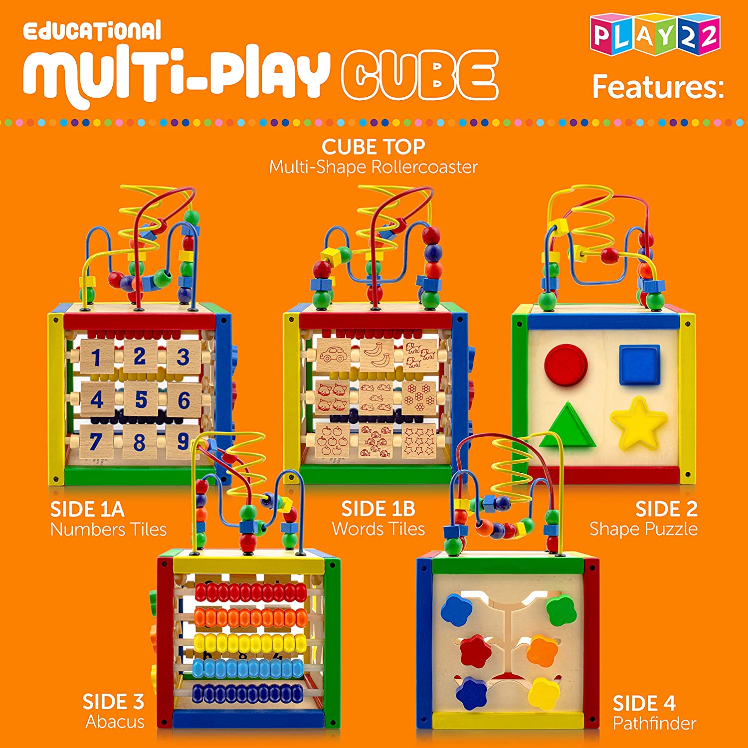 Activity Cube With Bead Maze 5 in 1 Baby Activity Cube Includes Shap play22usa