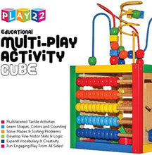 Load image into Gallery viewer, Activity Cube With Bead Maze - 5 in 1 Baby Activity Cube Includes Shape Sorter, Abacus Counting Beads, Counting Numbers, Sliding Shapes, Removable Bead Maze - My First Baby Toys - Original - By Play22

