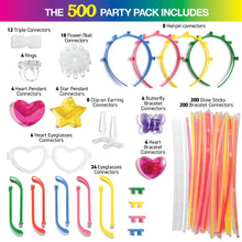 Load image into Gallery viewer, Play22 Glow Sticks Bulk 500 Pack - 200 Glowsticks and 300 Accessories - 8&quot; Ultra Bright Glow Sticks Party Pack Mixed Colors - Glow Sticks Necklaces and Bracelets Enjoyable for Adults and Kids,
