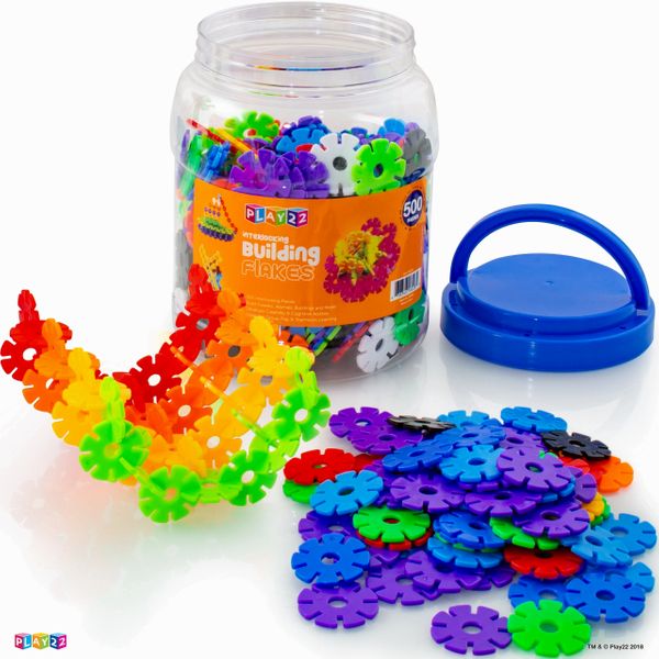 Building Flakes 500 Set - Building Toys For Kids STEM Educational Construction Fun Toys - Building Blocks For Kids 3+ - Best Toy Blocks Gift For Boys and Girls - Great Educational Toys Building Sets - Original - By Play22