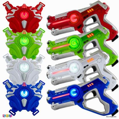 Laser tag sets with gun and vest - kids Infrared Laser Tag Guns and Vests - Laser Battle Mega Pack Set of 4